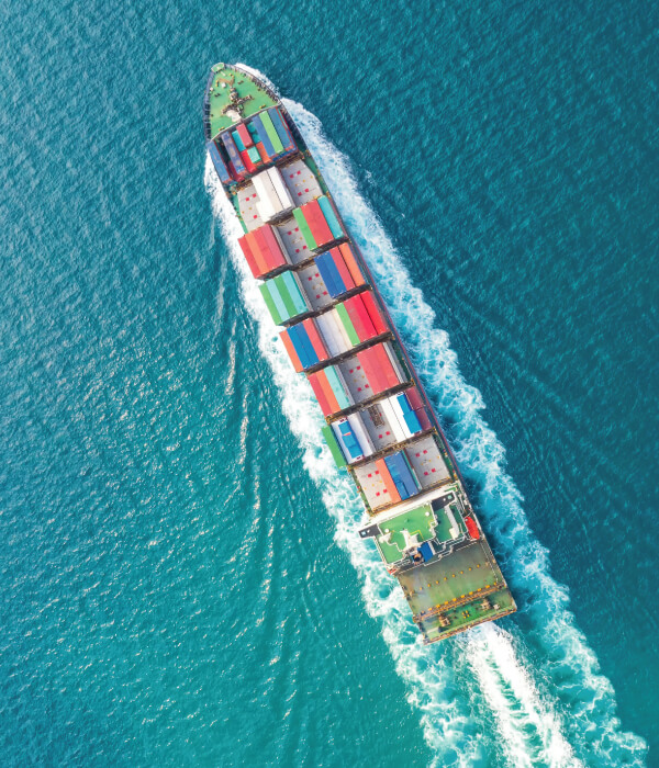 Container ship in export and import business logistics and transportation