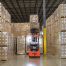 Forklift in a warehouse