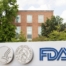 Closeup of the FDA sign seen at its headquarters campus in Silver Spring, Maryland.
