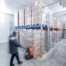 Efficient warehouse storage and transportation in confectionery production, food industry factory.